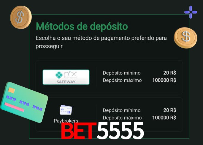 O cassino Bet5555 oferece uma grande variedade de métodos de pagamento